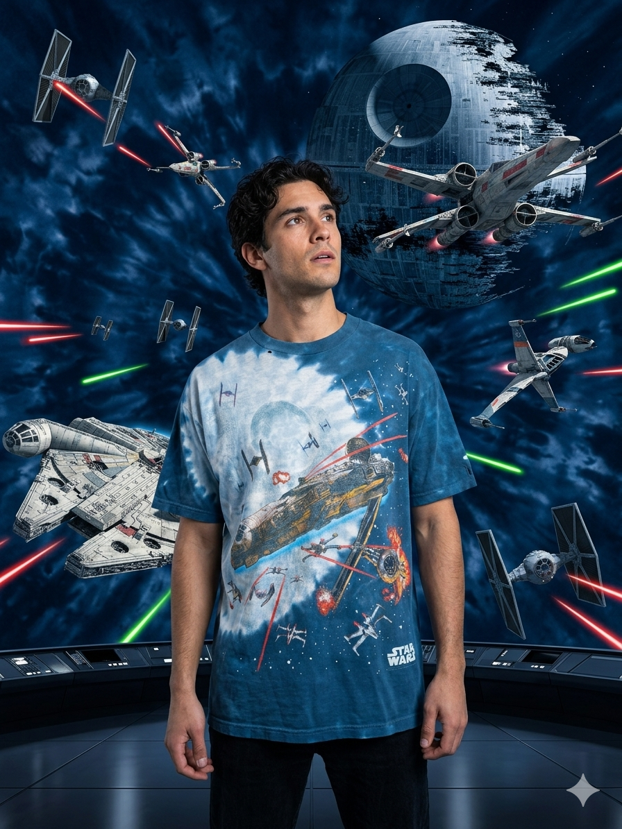 Vintage Star Wars All Over Print Battle Scene Tee